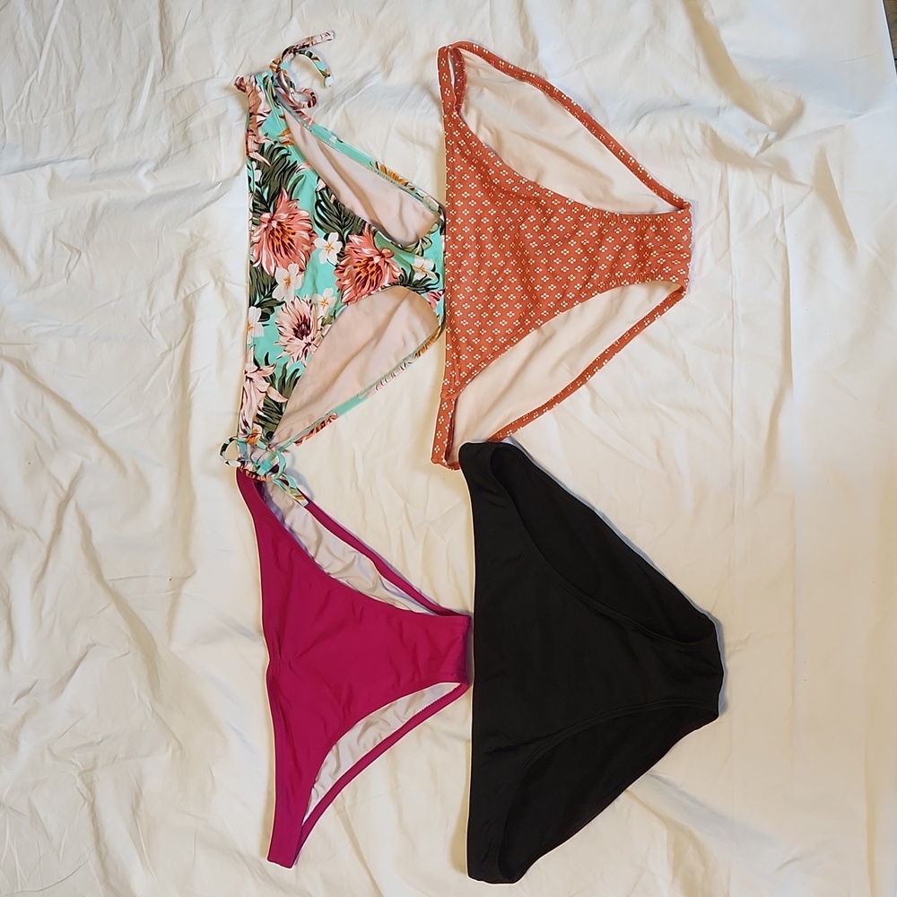 Assorted Set of Bikini Bottoms Women's Size XL Set of Four Kona Sol Shade Shore